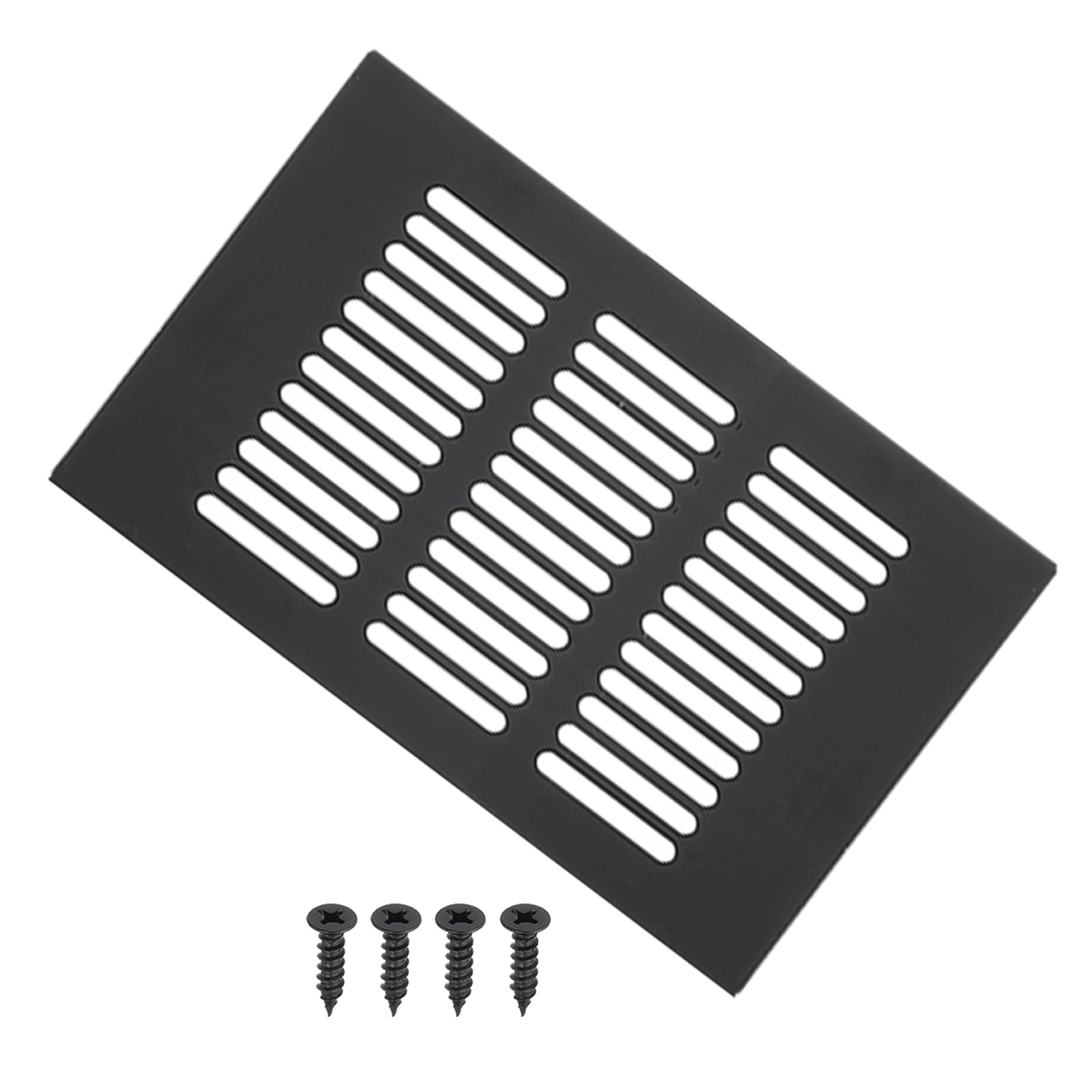 PATIKIL 8 x 4 Inch Door Air Vent Cover, Aluminum Grille Ventilation Cover Louvered with Mounting Screws for Cabinet Wardrobe Door, Black — image 1