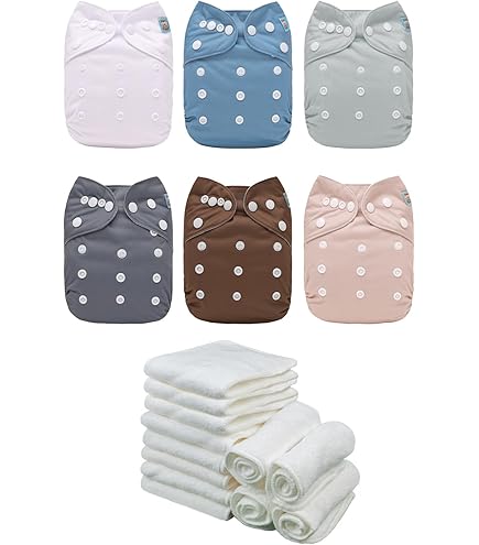 ALVABABY 6BM98-MB-CA1 Lot De 6 Couches En Tissu Avec 12 Couches à - 5