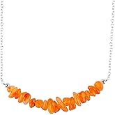 TheCraftMan Carnelian Pendant Necklace for Women, Natural Orange Carnelian 8–10 Carat Silver Plated Dainty Necklace, 18 Inch Adjustable Handmade Boho Minimalist Jewelry, July Birthstone Gift