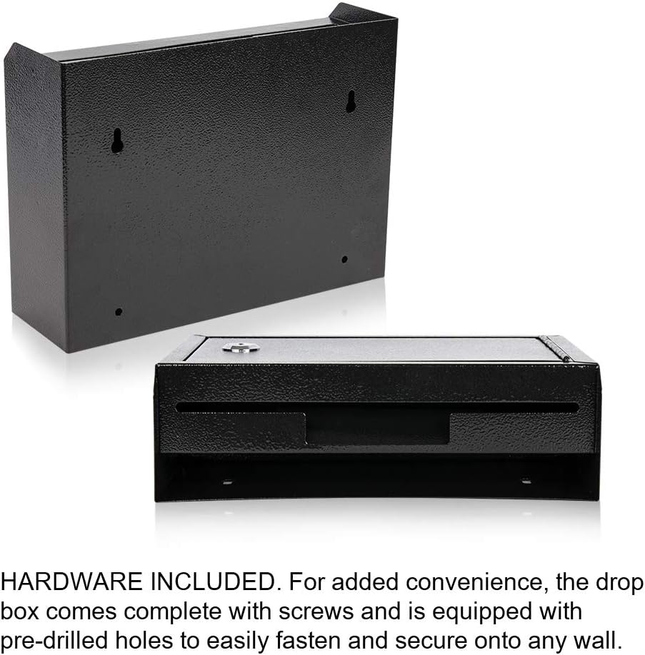 KYODOLED Suggestion Box with Lock, Locking Mailbox, Key Drop Box, Wall Mounted Mail Box, Safe Lock Box, Ballot Box, Donation Box 9.8" W x 3" D x 7" H, Black : Office Products
