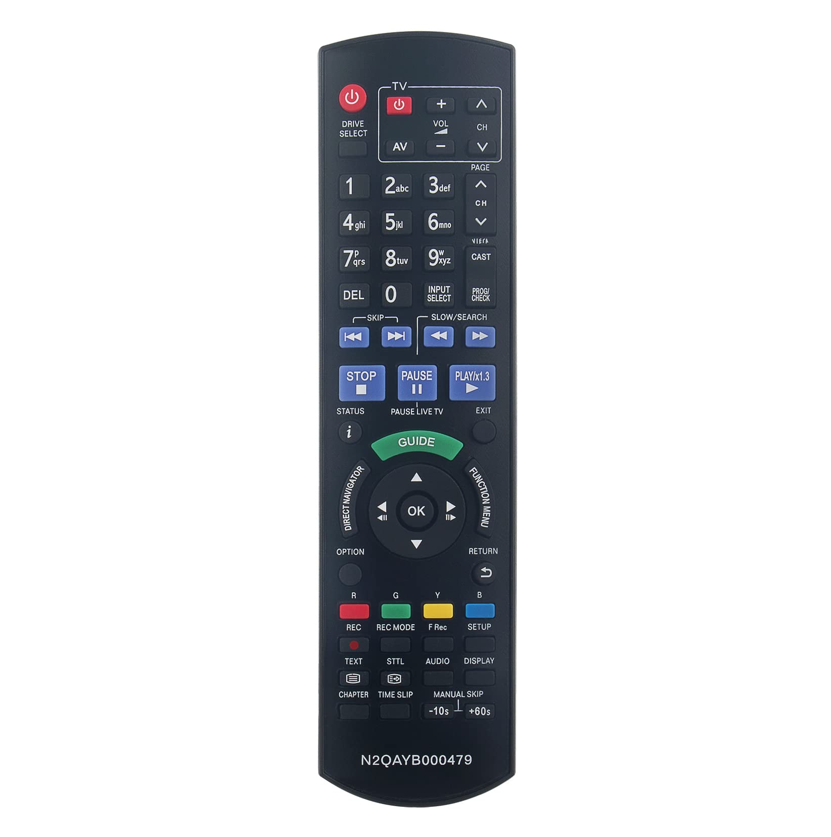 AULCMEET N2QAYB000479 Replacement Remote Control Compatible with PANASONIC 4K OLED TV DMR-XW480 DMR-XW380GL DMR-XW380 DMR-XW385 DMR-XW390 DMR-XW385GL DMR-XW390GL DMR-XW480GL