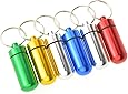 Dxhycc 6pcs Waterproof Aluminum Pill Box Case Bottle Cache Drug Holder Keychain Container Color Random