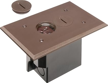 Arlington Flbr101br Electrical Box Floor Kit With Outlet And Oversized Plastic Plate 1 Gang Brown