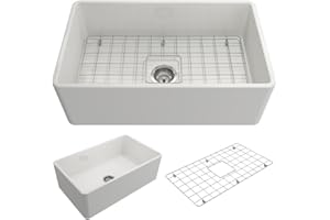 BOCCHI Classico Farmhouse Apron Front Fireclay 30 in. Single Bowl Kitchen Sink with Protective Bottom Grid and Strainer in White