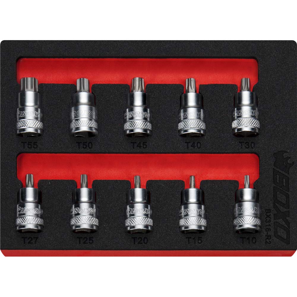 BOXO 3/8" Torx Super Stubby Bit Socket Set In EVA Foam