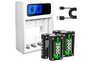CONQTO Battery Pack Charger for Xbox One, Equipped with 4 x 2800mAh Rechargeable Batteries and USB-C Charger Station,High Performance Battery Compatible with Xbox Series X|S, Xbox One S/X/Elite Controller