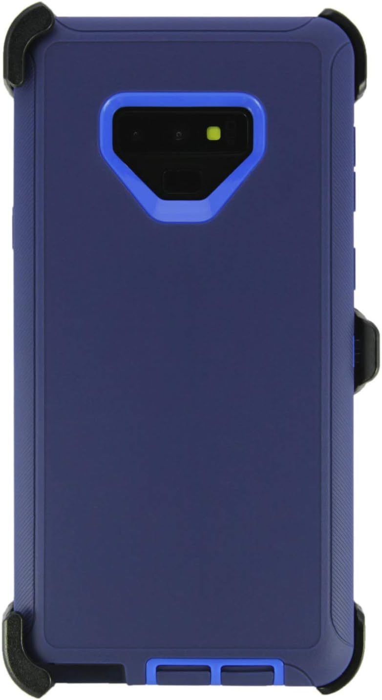 WallSkiN Turtle Series Belt Clip Cases for Galaxy Note 9 (6.4”), 3-Layer Full Body Life-Time Protective Cover & Holster & Kickstand & Shock, Drop, Dust Proof - Navy Blue/Blue