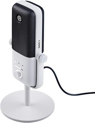 Elgato wave:3 white - microfone condensador usb profissional para streaming, podcast, jogos, escritório, casa, software de mixagem gratuito, plug-ins de efeitos, antidistorção, plug n play, mac, pc