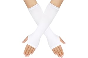 DOOVID Women Long Arm Warmers Fingerless Gloves Arm Warmer Winter Knit Thumb Hole Gloves