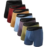 BAMBOO COOL Men's Underwear Breathable Boxer Briefs with Fly Moisture-Wicking Lightweight Underwear 7-Pack