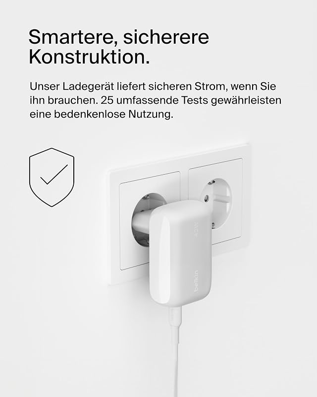 BoostCharge 42 W USB-Ladegerät, USB-C + USB-A, Schnellladen für iPhone, Galaxy, iPad, AirPods, Weiß