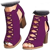 Chunky Heeled Sandals for Womens,Cutout Open Toe Summer Office Party Block Heeled Sandals