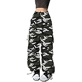 TSMNZMU Womens Baggy Cargo Pants Casual Hiking Trousers Loose Fit Parachute Pants Y2K Hight Waist Mutil Pocket Trousers