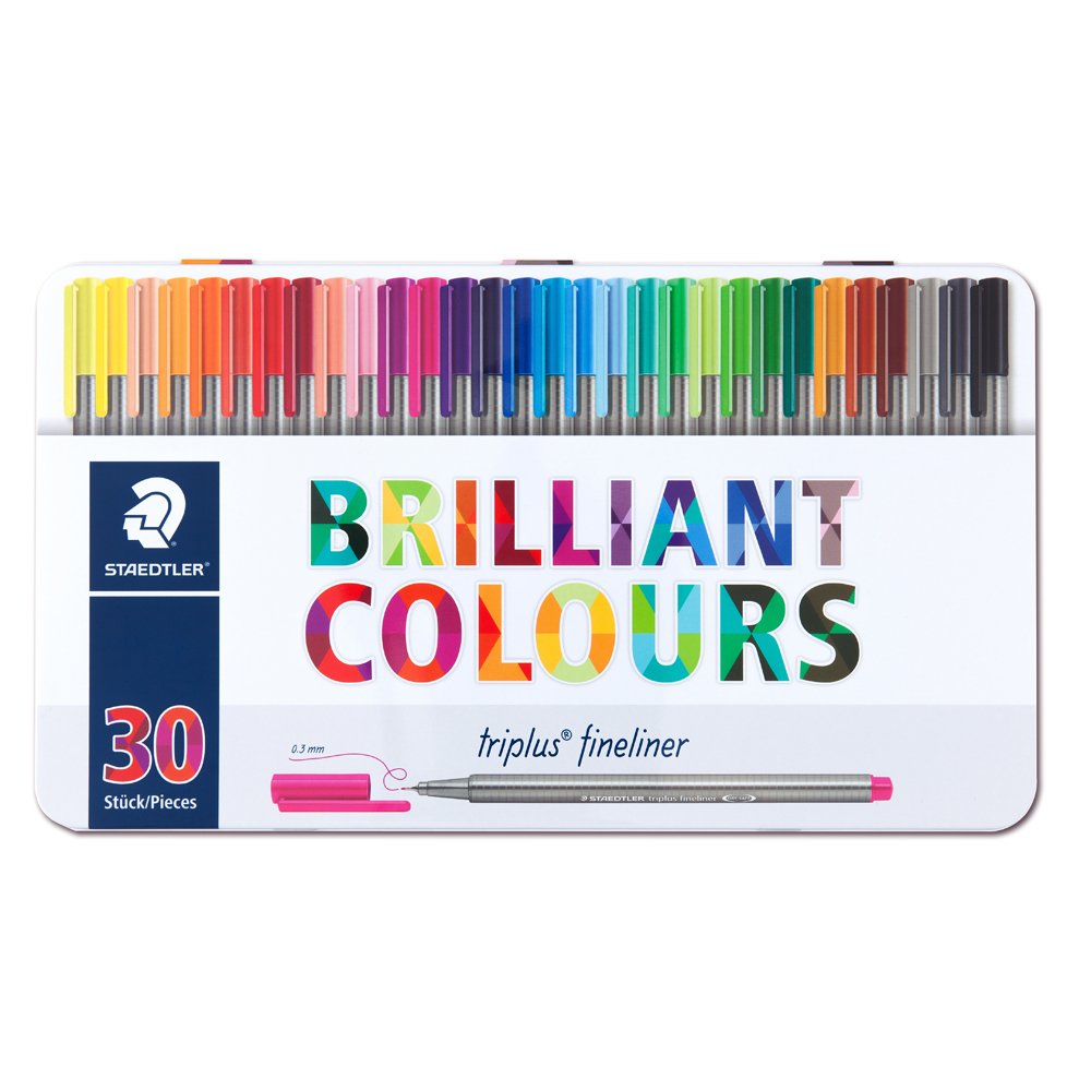 Staedtler Triplus® 334 fineliner set. nur Stifte 30 Farben im Metalletui
