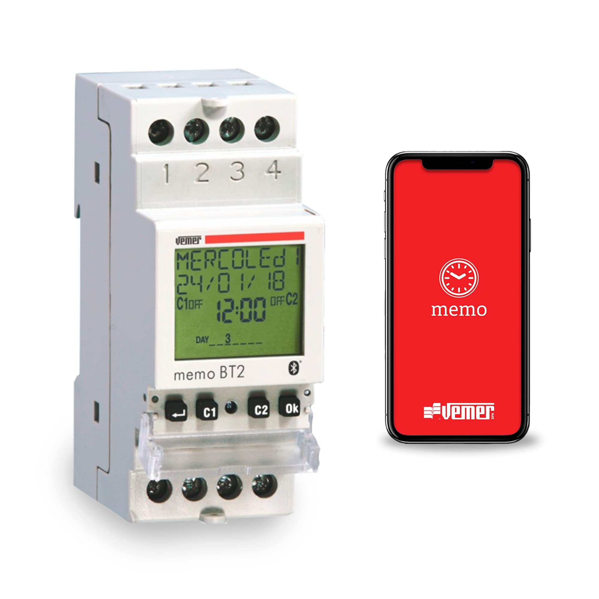 Vemer VE767700 Memo BT2 Digital Switch with Time/Astronomy Programming and Bluetooth for Smartphone and Tablet Interface