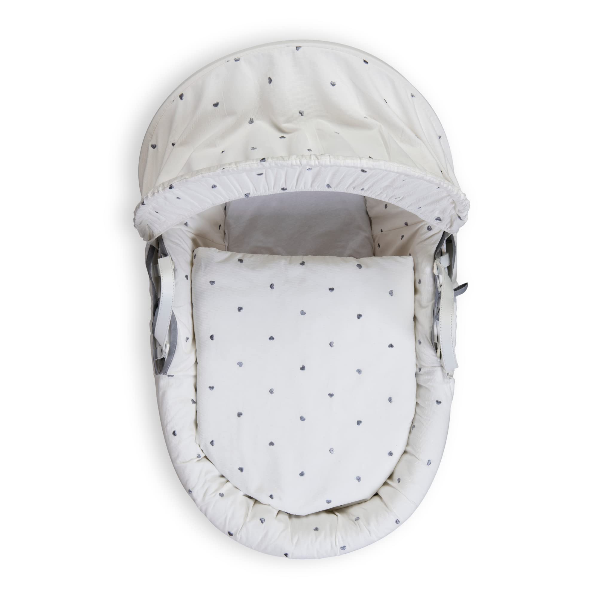 Clair de Lune | Lullaby Hearts Moses Basket Bedding Set | Universal Moses Dressing Covers Set | Made in Great Britain (Basket is NOT Included)