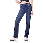 REKKUNA Women's Claudia Stretchy Pull-On Mid-Rise Straight Leg Jean