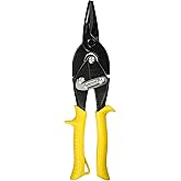 MIDWEST Blackout Aviation Snip, Straight Cut Regular Tin Snips | Made in USA, Midwest Blackout Series, Pinch-Thru-Point Cuts, Kush'N-Power Grips - MWT-6716SO