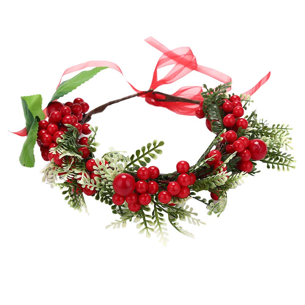 Frcolor Bride Bridesmaid Wedding Wreath Artificial Berries Festival Wedding Beach Hair Wreath Headband