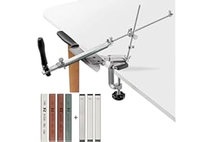 MOVIRON RUIXIN PRO RX-008 Professional Knife Sharpener with 7 Whetstones, 360° Rotation Flip Design Fixed-Angle Stainless Steel Kitchen Chef Knife Sharpening Kit Abrasive Holding System Tools