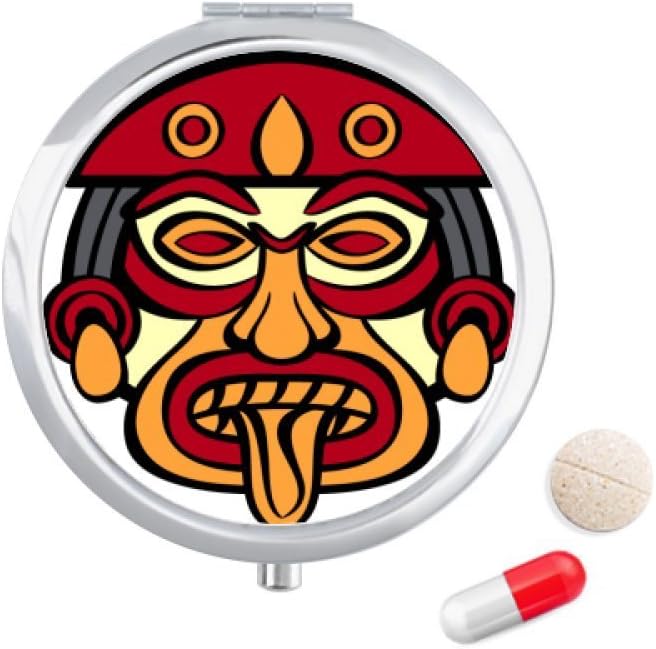 DIYthinker Indian Abstract Art Drawing Totem Pole Face Travel Pocket Pill case Medicine Drug Storage Box Dispenser Mirror Gift