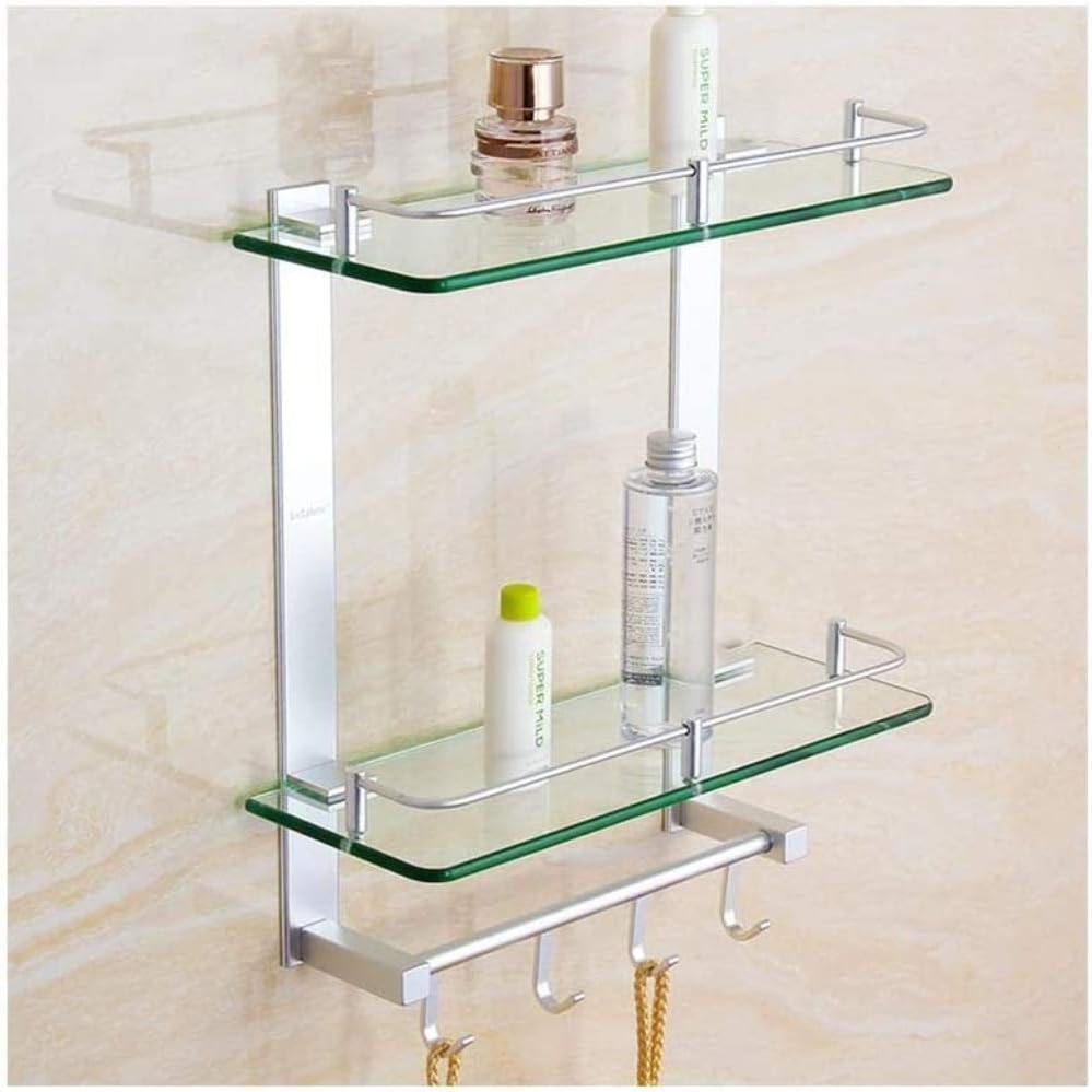 Glass Bathroom Shelving Ukg Glass Shelf With Two