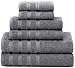 American Soft Linen 100% Cotton 6 Piece Towel Set, Christmas Bathroom Sets, After Shower Bath Towel Sets, Iron Gray