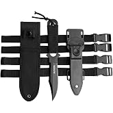 punada Dive Knife - Scuba Diving Knife with holster, 2 Types Sheath 2 Pairs Thigh Leg Straps, Black Premium Divers Knives Shears for Outdoor Spearfishing, Snorkeling