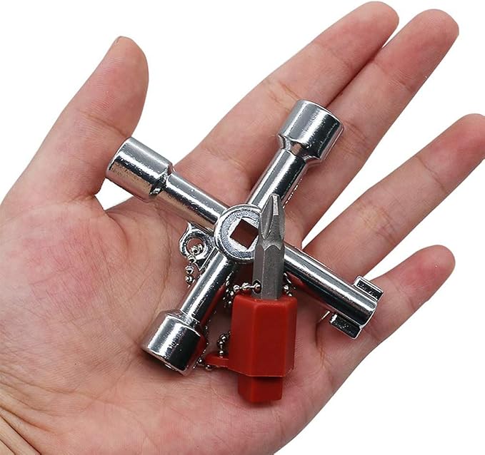 Chiave Universale 4 In 1 In Lega Di Zinco - Per Rubinetti, Idranti E Valvole, Con Cacciavite Doppia