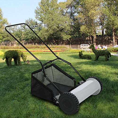 FDegage 16 Inch Walk Behind Push Reel Lawn Mower with Grass Catcher