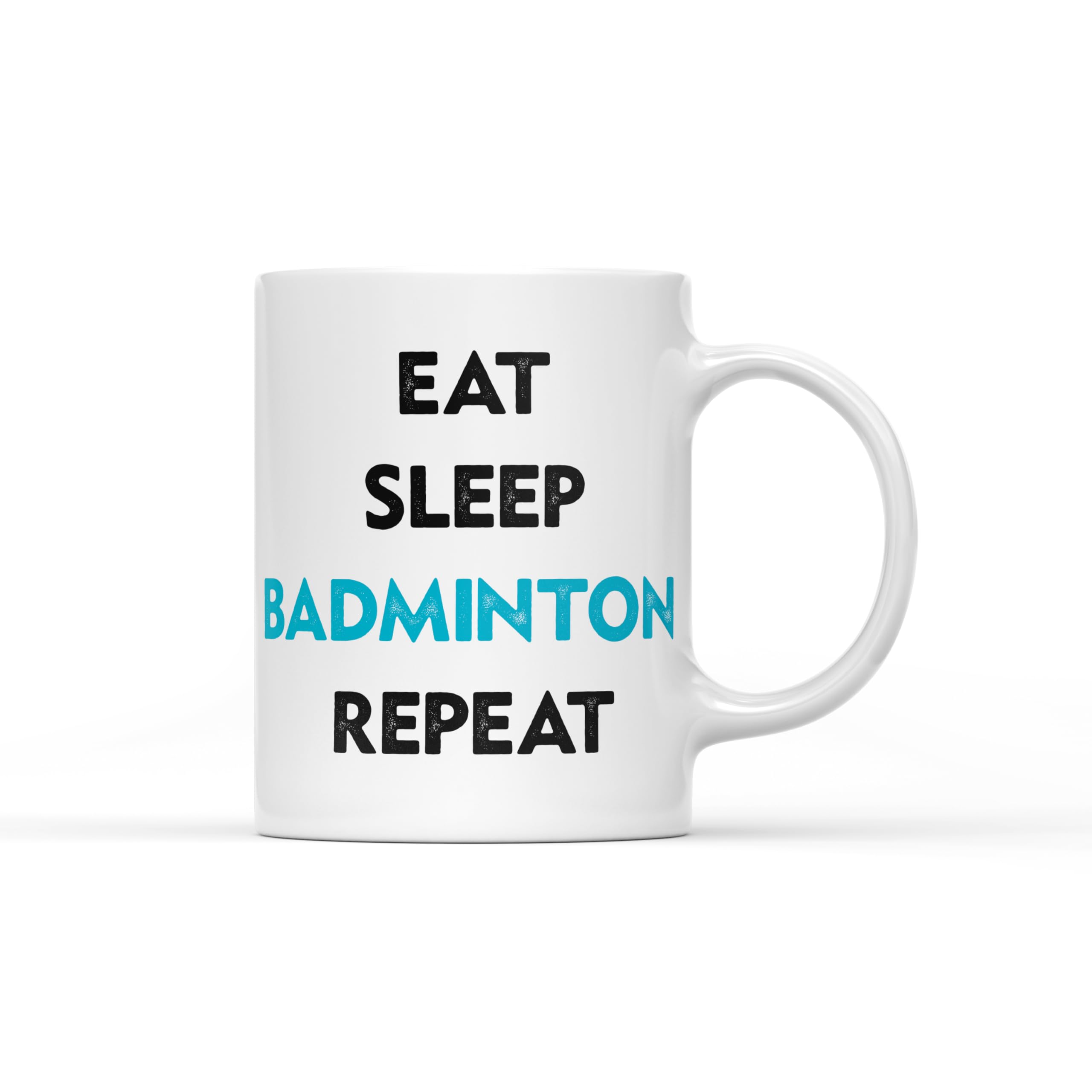 DV DESIGN 1 x Eat Sleep Badminton Repeat Mug - Teal Shuttlecock Sports Men's Women's Boy's Girl's Coach Cup #71145