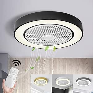 Ceiling Fan with Light, Invisible Bladeless Flush Mount Ceiling Fan