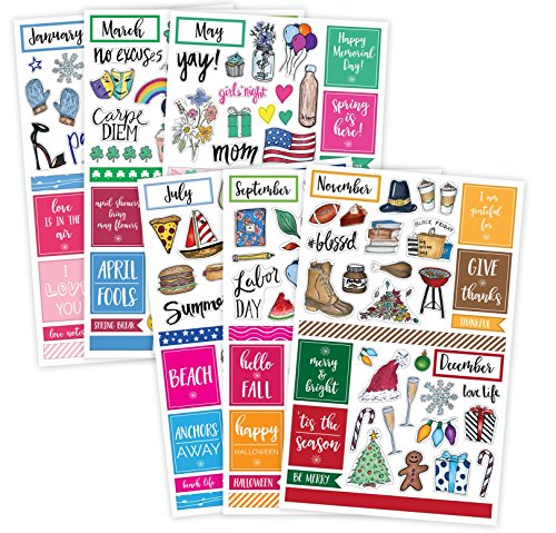 Bloom Daily Planners Holiday Seasonal Planner Sticker Sheets - Seasonal Sticker Pack - Over 230 Stickers Per Pack!
