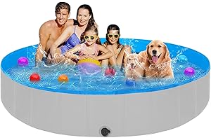 STUDESK Extra Large Foldable Dog Pools for Large Dogs Heavy Duty,97"x16" Anti-Slip Portable Swimming Pool,Hard Plastic Kiddie Pool for Pets Dogs Cats & Kids