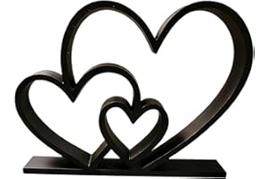 Valentine's Day Intertwined Heart Sculpture, 3 Nested Hearts Pla Love Ornament, Modern Minimalist Symbol for Living Room, Off