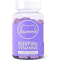 SugarBear Sleep, Vegan Gummy Vitamins with Melatonin, 5-HTP, Magnesium, L-Theanine, Valerian Root, Lemon Balm (1 Month…