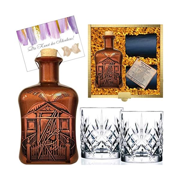 Villa Ron - 'Karibik-Style Spiced Rum' (0,5 l Spirituose auf Rum-Basis) - Geschenkset mit 2 geschliffenen Nachtmann Gläsern