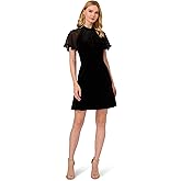 Adrianna Papell Womens Short Velvet Ruffle Dress