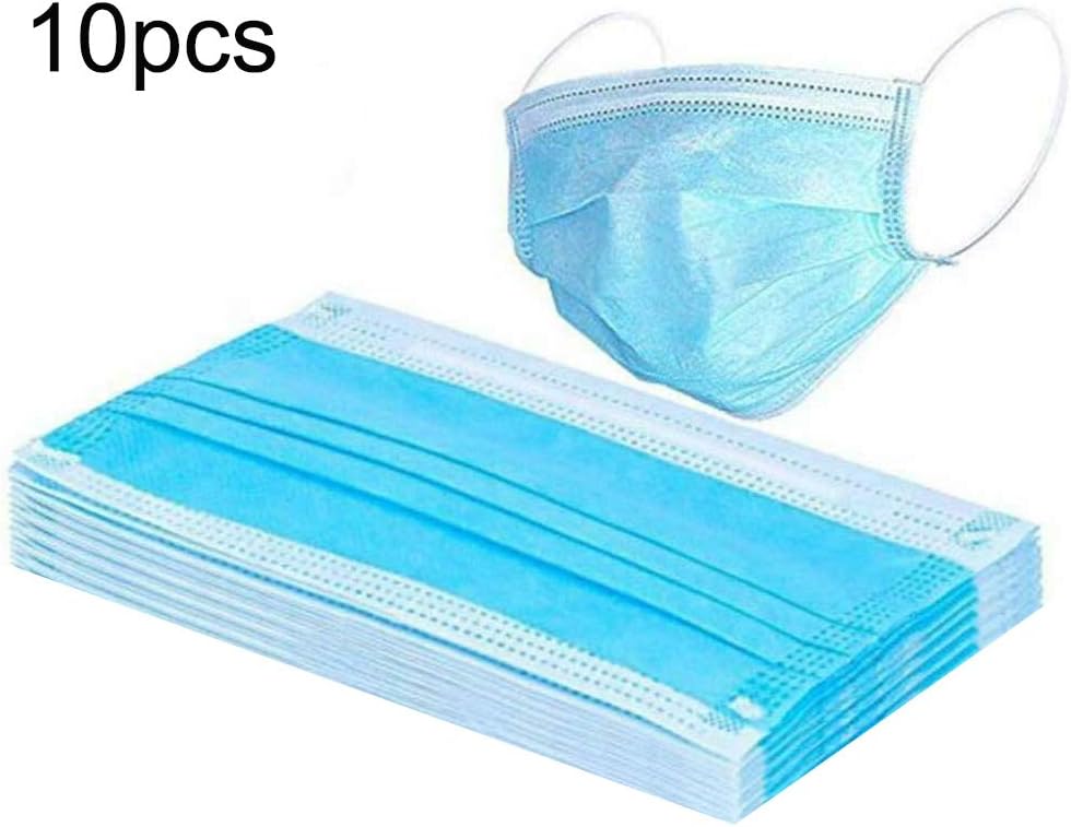 Alexsix 10/20/50/100 Pcs 3 Layers Disposable Masks, Face Mask Antiviral Medical Surgical Dental Earloop Polypropylene Masks, Salon Anti-Dust Face Mask with Ear Loop(Light Blue)