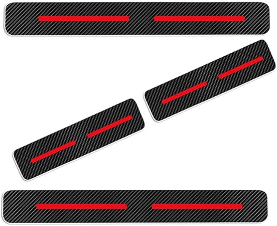 Amazon ドア スカッフプレート サイドステップガード 車の炭素繊維 ドアガードステッカー 適合多数 トヨタ Toyota C Hr アルファード ヴェルファイア ヴォクシ ノア ランドクルーザープラド プリウス 通用版 4枚 1台分 外装 エアロパーツ 赤 高輝度 反射テープ