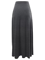 A2Y Drawstring Waist Side Pockets Rayon Maxi Skirt