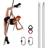 PRIOR FITNESS Aerial Flying Pole,SGS Cert.,3m Spin Pole for 12-15ft Ceiling | 9488lbs Breaking Load,9.8ft 45mm Fly Pole W/Rigging Hardware,in Black/White/Pink, Ideal for Aerial Dance, Home &amp; Studio