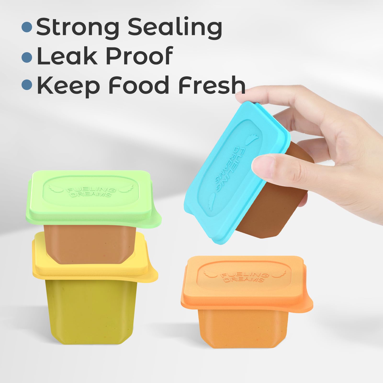 Baby Food Lids Compatible with Gerber Food Containers, BPA Free Silicone Baby Food Containers Lids for Baby Food Storage, Reusable and Dishwasher Safe - 4 Pack (Container not Included)