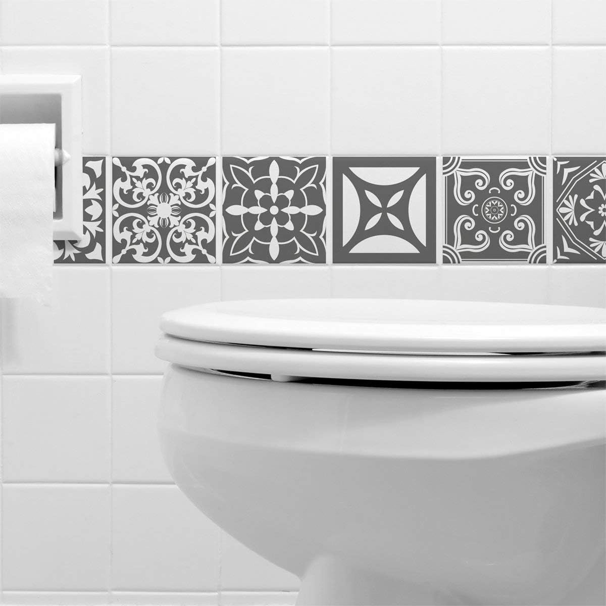 Ambiance Sticker Self-Adhesive Decorative Wall Decal Cement Tile for Bathroom and Kitchen Nuances de Gris Varsovie - Image 5