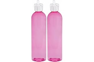 MoYo Natural Labs Turret Spout 8 oz Empty Liquid Bottle with Adjustable Dispenser (Pack of 2, Pink)