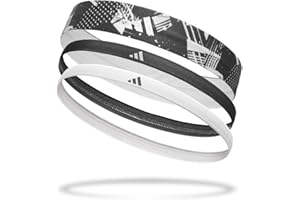 Adidas Hairbands - Non-Slip Workout Headbands for Women and Men, Lycra Construction, Pack of 3, One-Size-Fits-All, for Fitnes