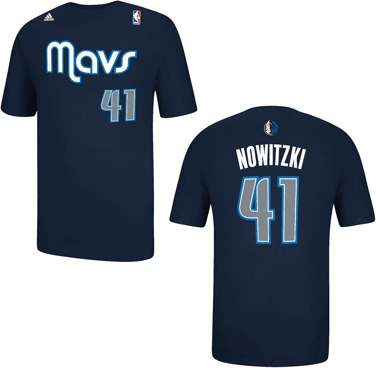 Amazon.com : NBA adidas Dirk Nowitzki Dallas Mavericks #41 Net Number T-Shirt - Navy Blue (X 