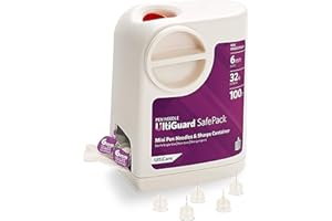 All-in-One UltiGuard Safe Pack Pen Needles and Sharps Container for at-Home Insulin Injections and Safe Needle Disposal, Size: Mini 6mm (1/4”) x 32G, 100 Count