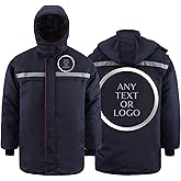 Custom Logo Men's Work Jacket Hi Vis Quilted Winter Utility Coat with Reflective Strips Heavy Duty for Warehouse Construction