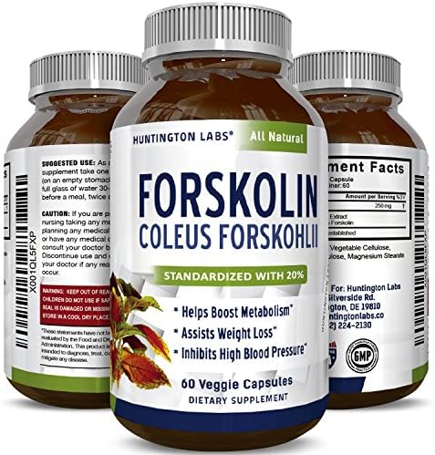 Natural Forskolin Supplement for Weight Loss Best Fat Burner and Metabolism Booster for Men and Women Pure Coleus Forskohlii Extract Standardized 20% Forskolin 60 Capsules